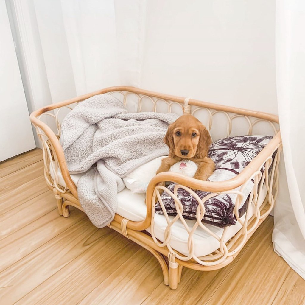 Handwoven Rattan Dog Bed