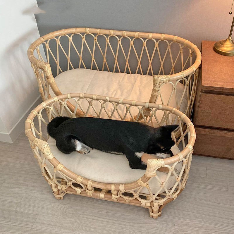 Handwoven Rattan Dog Bed