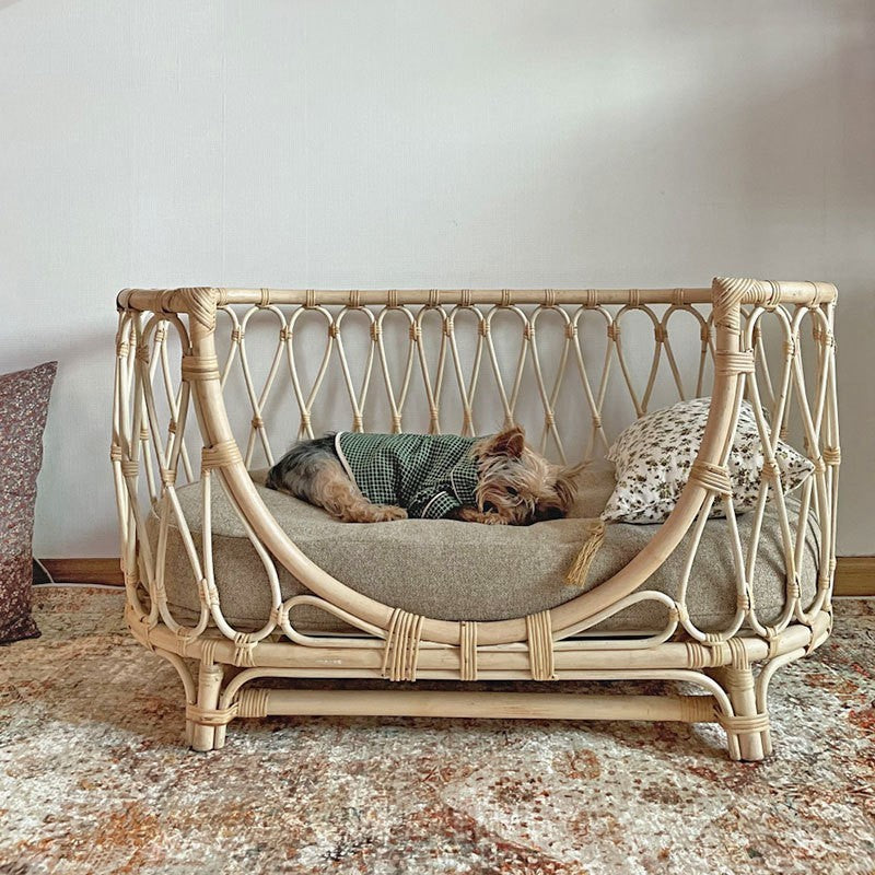 Handwoven Rattan Dog Bed