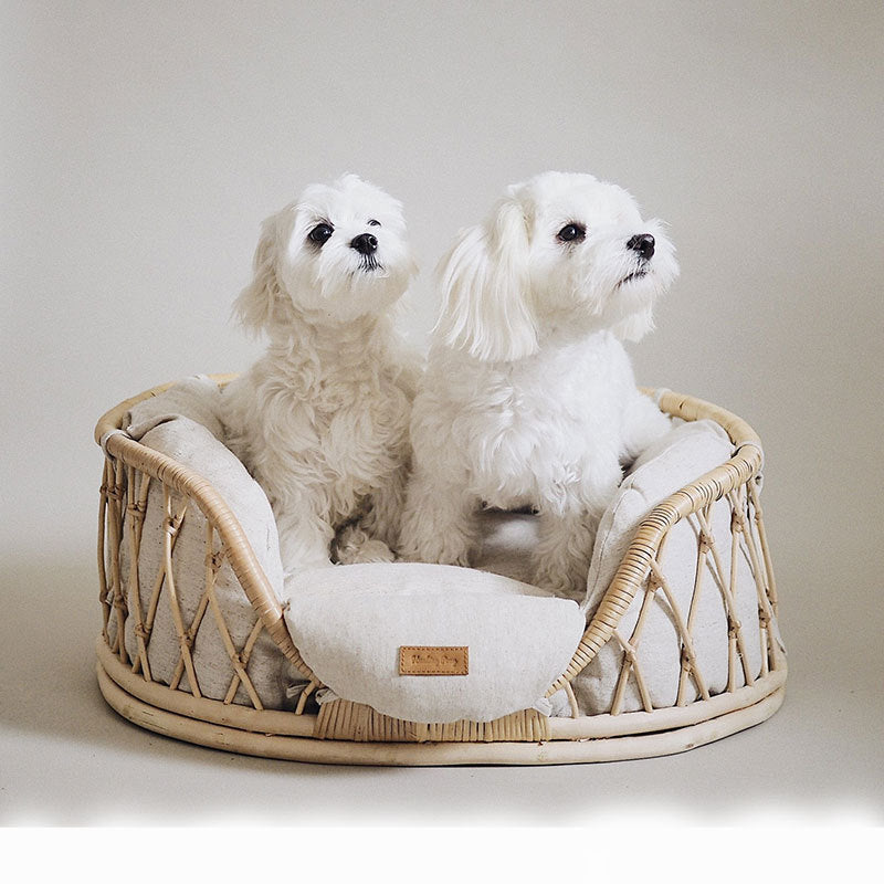 Handwoven Rattan Dog Bed