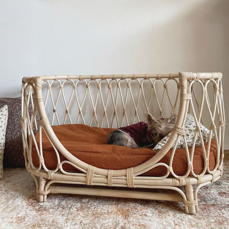 Handwoven Rattan Dog Bed